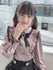 Japanese Kawaii Lace Ruffle Shirt Women Y2K Pink Bow Blouse Harajuku Cute Ladies Tops 2024 New Fashion Lolita Blusas Femme