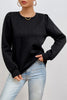 Rose Red Cable Textured Puff Sleeve Sweatshirt