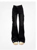 High Street Office Lady Black Flare Jeans Slim Bell Bottoms Gyaru Fashion Denim Trousers Multiple Pockets 2000S American Retro