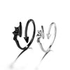 2Pcs/Set Romantic Couple Rings for Women Men Punk Heart ECG Black White Forever Love Promise Wedding Ring Valentine'S Day Gift