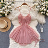 Sensual Transparent Gauze Camisole Short Night Dress Ladies Folds Flower Ball Gown Sleepwear Nightwear Women Sweet Sexy Pajamas