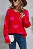 Angel Wings Heart Round Neck Dropped Shoulder Sweater