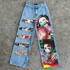 Y2K Baggy Jeans Anime Harajuku Print Pattern Vintage Streetwear Fashion Hip Hop Men Women High Waisted Casual Wide Leg Jeans