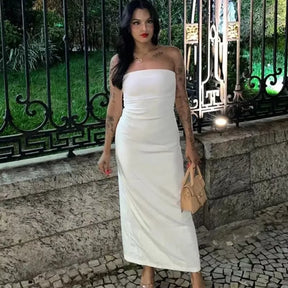 2024 off Shoulder Black White Long Dress Women Bodycon Beige Midi Dress Woman Summer Backless Sexy Party Dresses