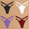 4Pcs Cotton Double Thin Belts Underwear for Women Sexy Low Waist Striped Thongs Ladies Soild Panties Breathable Lingerie