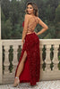 Sequin Backless Split Maxi Dress