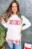 White XOXO Glitter Chenille Cable Knit Pullover Sweatshirt