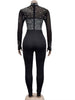 Women'S Sheer Mesh Crystal Jumpsuits One Piece Outfits Glam Fitted Long Sleeve Pearls Rhinestone Rompers Club Overalls