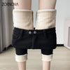 2024 Winter Thick Velvet Women Jeans High Waist Skinny Jeans Simple Fleece Warm Slim Stretch Casual Denim Pencil Pants