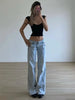 Light Blue Low Waist Jeans Woman Streetwear American Vintage Denim Pants Female Casual Washed Straight Pantalons Mujer