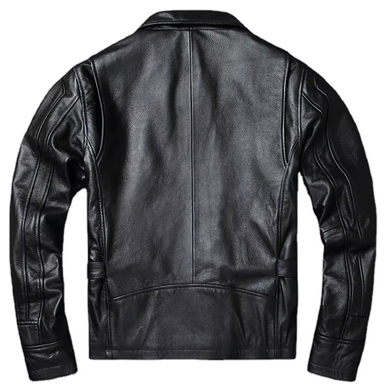 Men Cowhide Coat Vintage Men Leather Jacket Genuine Leather Clothes Men'S Winter Jacket Motorcycle Biker Jackets