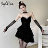 Winter Sister Party Dignified Intellectual Elegant Mature Beautiful Gentle Sweet Women'S Black Irregular Halter Dress