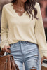 Lace Detail V-Neck Long Sleeve T-Shirt