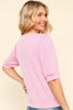 Haptics Full Size Wavy Rib Half Sleeve Knit Top