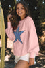 Apricot Studded Star Graphic Oversized Long Sleeve Top