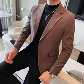 High Quality Solid Color Men'S Blazer Jacket Autumn Winter Casual Business Formal Blazer Social Wedding Banquet Party Coat 2024