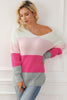 Color Block V-Neck Dropped Shoulder Sweater