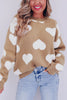 Heart Round Neck Long Sleeve Sweater