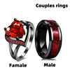 Charm Couple Rings for Men Stainless Steel Celtic Dragon Ring Heart Red Zircon Women Wedding Rings Set Valentine'S Day Jewelry