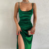 Velvet Swing Collar Sleeveless Slip Sexy Slit Maxi Dress 2024 New Fashion Evening Party Women Elegant Streetwear Y2K