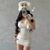 Hot Girl Lace Suspender Dress for Women Spring and Summer with Breast Pads Sexy Slim Elegant Low Collar Bottoming Hip Skirt