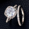 2Pcs Luxury Silver Color Wedding Set Rings for Women Valentine'S Day Gift Jewelry Wholesale R466-R1090A