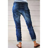 Vintage Button Fly Stitch Trim Low Waist Blue Jeans for Women 2023 New Fashion Black Jeans