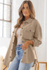 Beige Plus Size Textured Flap Pockets Jacket