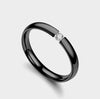 Luxury 2Mm Stainless Steel Ring for Women Men Inlay Zirconia Wedding Engagement Ring Valentines Day Gift Female Stackable Ring