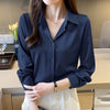 New Elegant Satin Shirts Solid Color Ladies Shirts Fashion Causal Women'S Blouses Long Sleeve Shirts Tops Blusas Mujer