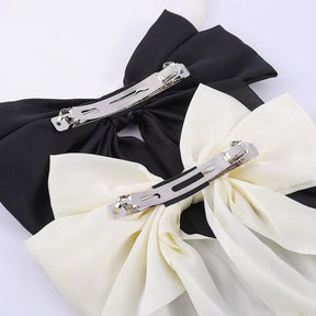 1/2Pcs Elegant Bow Ribbon Hair Clip Women Fashion Solid Bowknot Satin Hairpin Barrettes Girls Ponytail Clip Hair Accessories