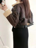 Winter Women Streetwear Faux Lamb Leather Fur Short Jacket with Belt Moto Biker Thick Warm Sheepskin Coat Outwear