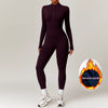 Winter Autumn Women'S One-Piece Yoga Jumpsuit Leggings Long-Sleeved Warm Ski Overalls Outerwear High Elastic Cycling Bodysuit