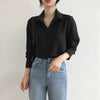 2024 Autumn New Long Sleeve Women Shirts Fashion Turn down Collor Chiffon Blouses Office Lady Elegant Loose Tops