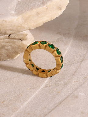 18K Gold-Plated Inlaid Zircon Ring