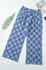 Checkered Wide Leg Jeans with Pockets