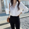 2024 Autumn New Long Sleeve Women Shirts Fashion Turn down Collor Chiffon Blouses Office Lady Elegant Loose Tops