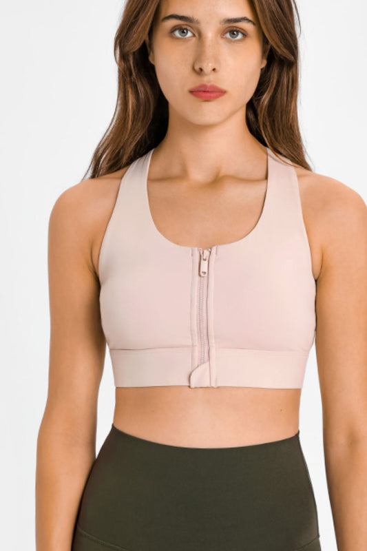 Millennia Zip Up Racerback Sports Bra