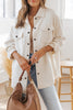 Beige Plus Size Textured Flap Pockets Jacket