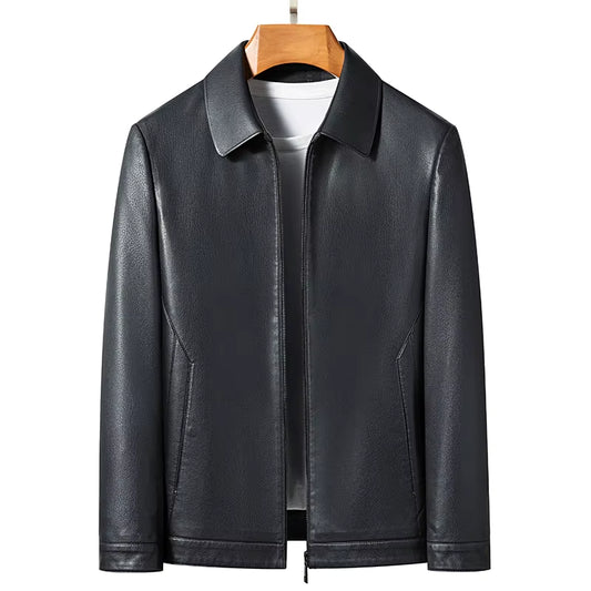 YN-2336 Spring and Autumn New Men'S Natural Sheep Leather Jacket Mock Collar Youth Premium Casual Coat Motorcycle