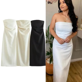 2024 off Shoulder Black White Long Dress Women Bodycon Beige Midi Dress Woman Summer Backless Sexy Party Dresses