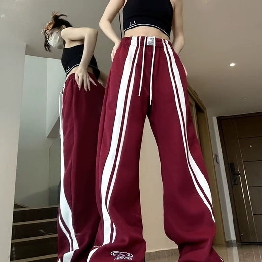 Vintage Y2K Hip Hop Baggy Cargo Pants Women Drawstring Elastic Low Waist Parachute Pants Sweatpants Loose Hippie Pants Trousers