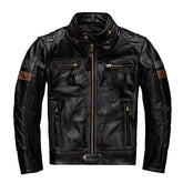 CC Shop.Brand New Pro Motor Biker Real Leather Jacket.Black Men Rider Cowhide Coat.Quality Leather Cloth Cuero Natural