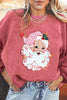 Strawberry Pink Santa Claus Sparkle Corded Crew Neck Sweatshirt