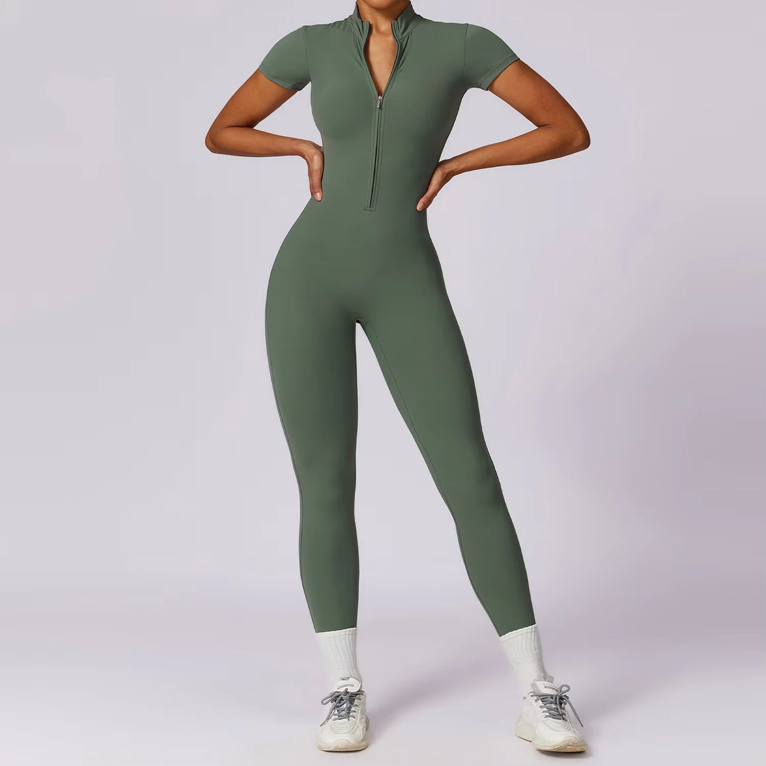 Yoga Jumpsuit Women Seamless Sports Zipper Jumpsuit Set Gym Long Sleeve Fitness Suit Elastic Gym Workout Bodysuit Athletic Wear