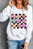 Valentine's Day Checkered Heart Long Sleeve Sweatshirt