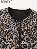 2024 Women Vintage Leopard Print Quilted Cotton Jacket Female Chic Long Sleeve Buttons Casual Slim Coat Tops CT6287