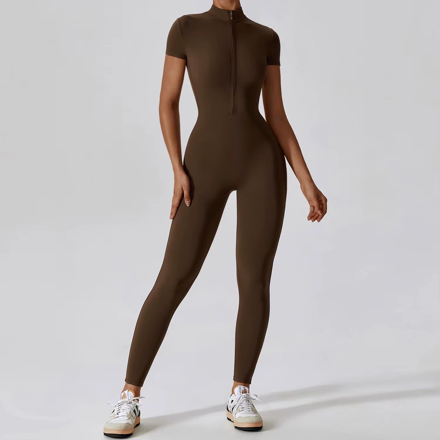 Yoga Jumpsuit Women Seamless Sports Zipper Jumpsuit Set Gym Long Sleeve Fitness Suit Elastic Gym Workout Bodysuit Athletic Wear