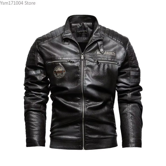 Winter Men'S PU Jacket Solid Color Lapel Plush and Thick Men Sports Jacket plus Size 7XL Motorcycle Leather Jacket Men Clothing