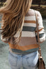 Camel Classic Round Neck Colorblock Knit Sweater